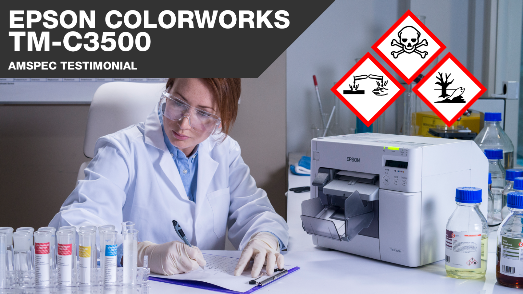 Epson ColorWorks TM-C3500 GHS en BS5609 labelprinter voor chemie